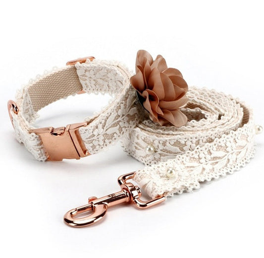 JMT-048010 Lace Flower Pattern Polyester Pet Strap for Dogs and Cats - Size M
