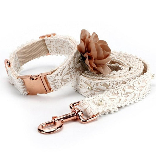 JMT-048010 Lace Flower Pattern Polyester Pet Strap for Dogs and Cats - Size M