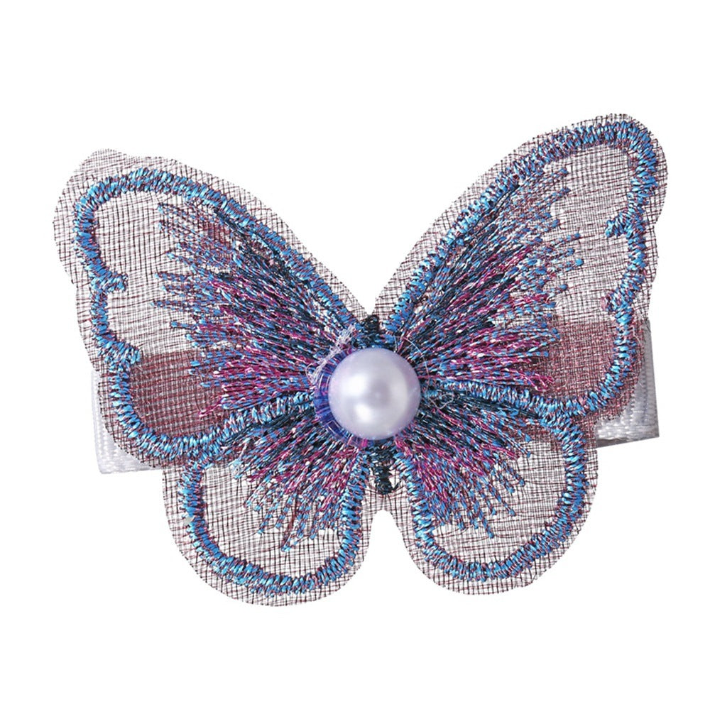 JMT-048202 Pearl Embroidery Butterfly Hairpin Decorative Clip for Women