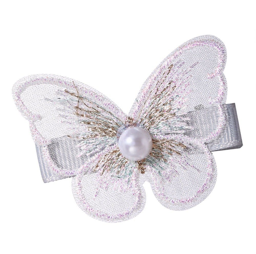 JMT-048202 Pearl Embroidery Butterfly Hairpin Decorative Clip for Women