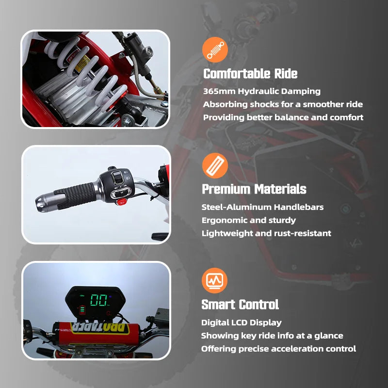 JMT-048586 60V 2000W Electric Dirt Bike for Adults - Off-Road Electric Dirt Bike , Top Speed 27.9 mph