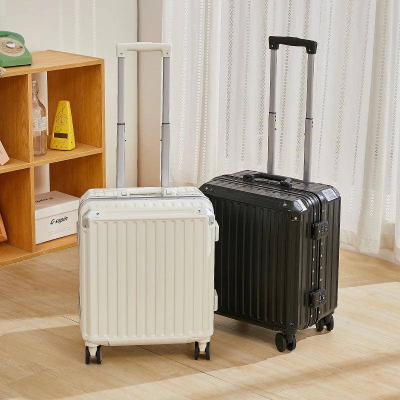 JMT-048714 18-Inch USB Charging End Cup Holder for Travel Trolley with Rotating Casters, ABS and Aluminium Construction