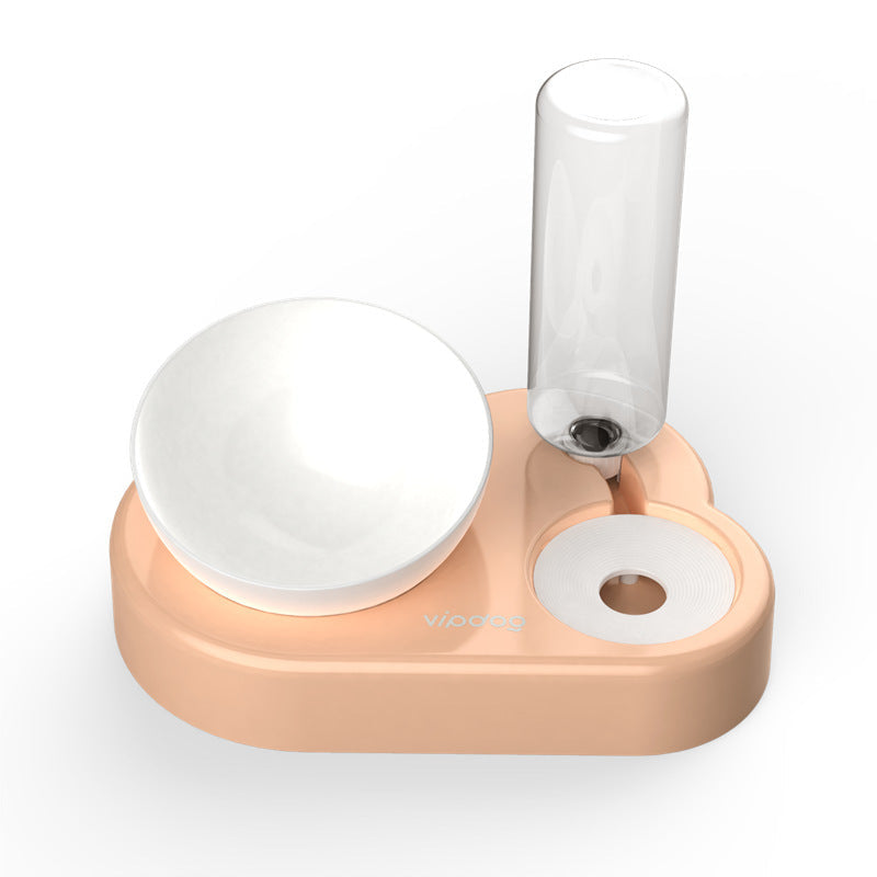 JMT-048842 Tilted Double Cat and Dog Bowl with Automatic Water Refill, Made from Safe PP and PET Materials