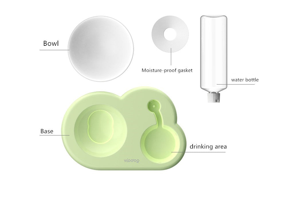 JMT-048842 Tilted Double Cat and Dog Bowl with Automatic Water Refill, Made from Safe PP and PET Materials