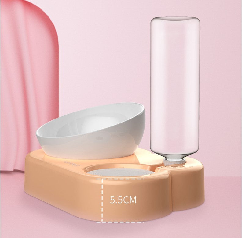 JMT-048842 Tilted Double Cat and Dog Bowl with Automatic Water Refill, Made from Safe PP and PET Materials