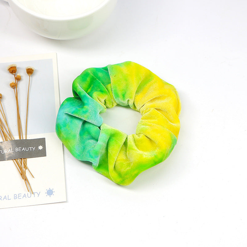 JMT-049354 Gradient Gold Velvet Hair Ring for Women and Girls - Stylish Elastic Accessory for Daily Wear and Special Occasions