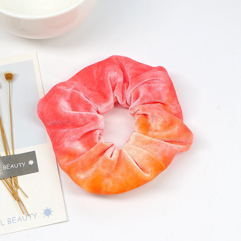 JMT-049354 Gradient Gold Velvet Hair Ring for Women and Girls - Stylish Elastic Accessory for Daily Wear and Special Occasions