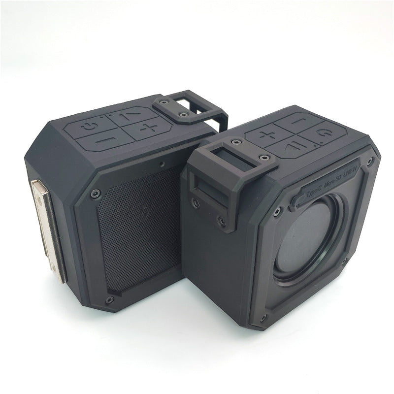 JMT-049354 Portable Bluetooth TWS Card Speaker with Radio Function and 15W Output, Dustproof, 12-Hour Playtime, USB Charging, TF Card Support, Black