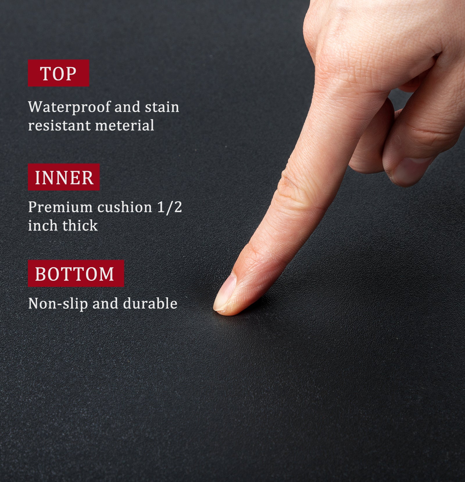 JMT-049802 Anti-Fatigue Black Salon Mat with Round Cutout, 3ft x 4.5ft, PVC & High-Density Foam