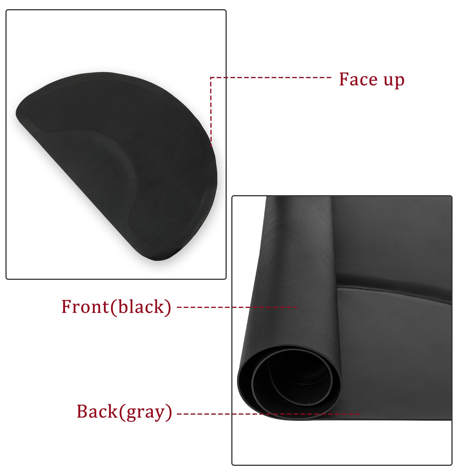 JMT-049802 Anti-Fatigue Black Salon Mat with Round Cutout, 3ft x 4.5ft, PVC & High-Density Foam