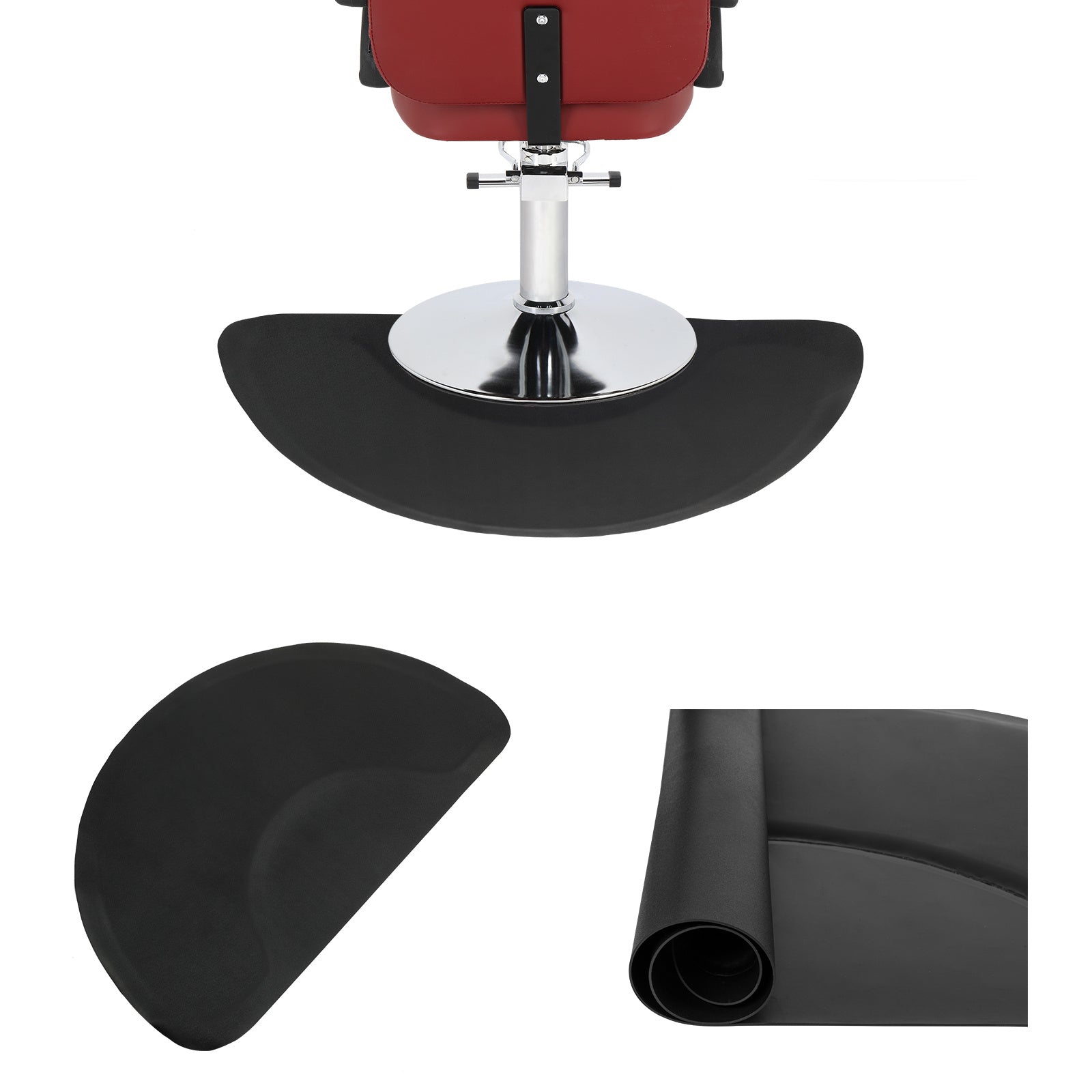 JMT-049802 Anti-Fatigue Black Salon Mat with Round Cutout, 3ft x 4.5ft, PVC & High-Density Foam