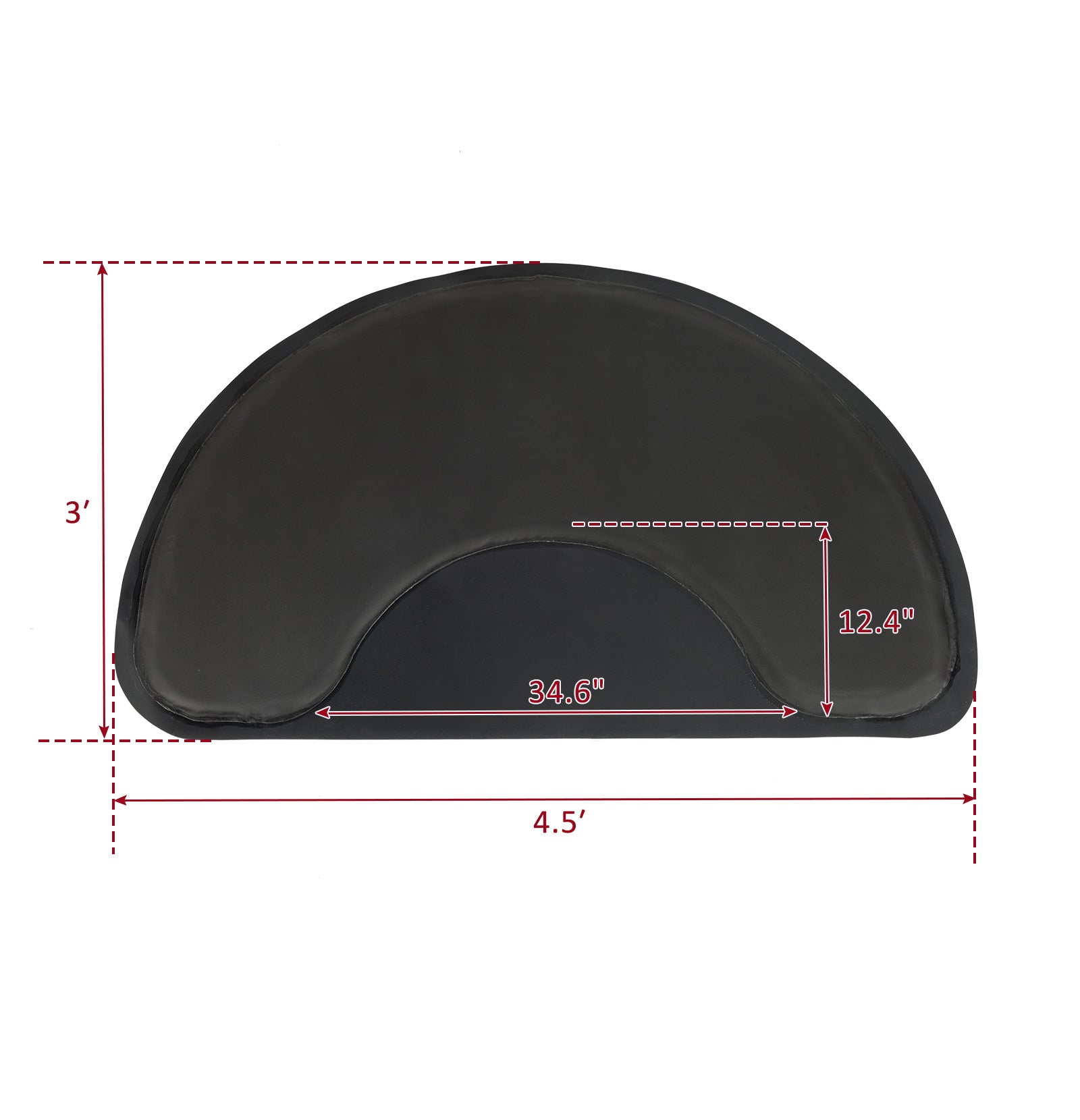 JMT-049802 Anti-Fatigue Black Salon Mat with Round Cutout, 3ft x 4.5ft, PVC & High-Density Foam