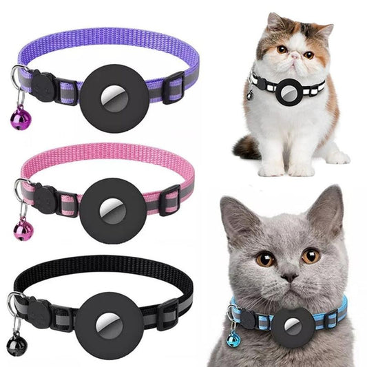 JMT-050634 Reflective Waterproof Nylon Collar with Holder Case for Airtag Suitable for Dogs and Cats