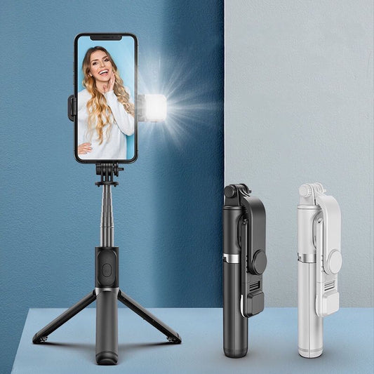 JMT-050826 Bluetooth Selfie Stick with Tripod and Fill Light for iPhone Compatibility