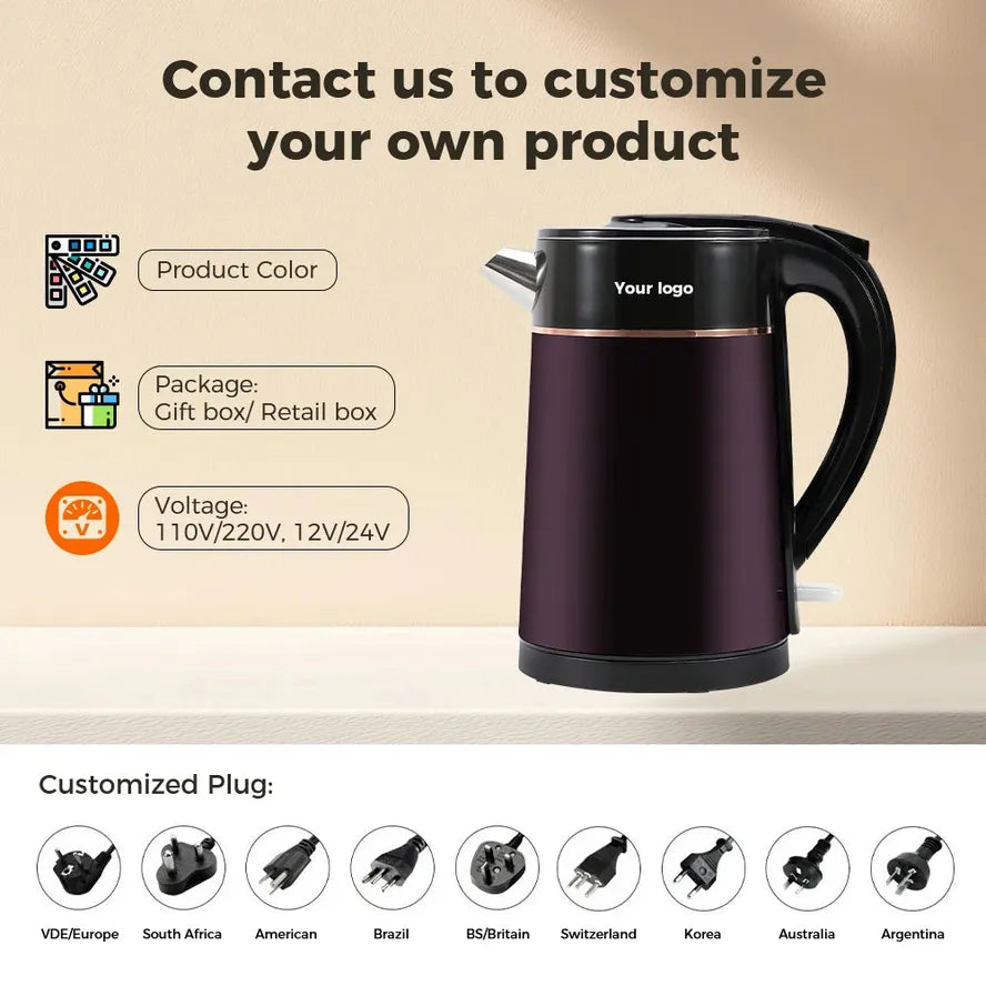 JMT-051082 Fast Heating Stainless Steel Electric Kettle for Family Use, 4-6 Minute Boiling Time