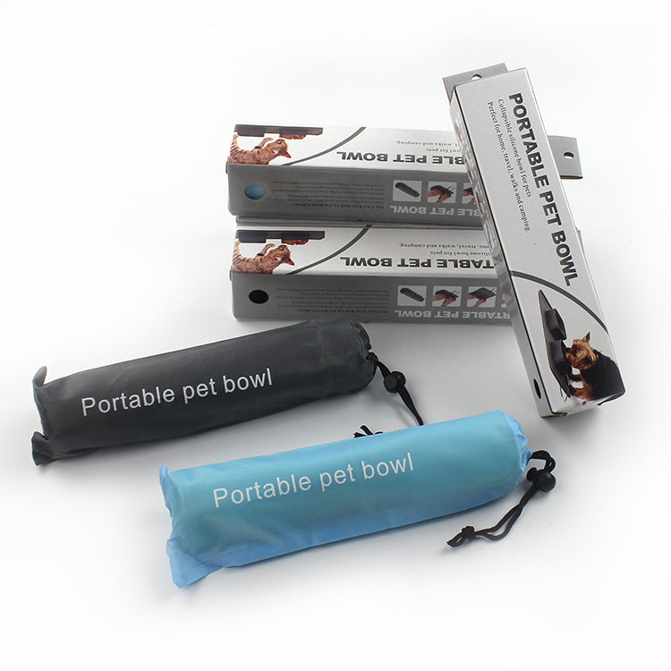 JMT-051146 Foldable Silicone Pet Bowl for Dogs and Cats - Mint Green & Gray, Dual Compartment Design, Easy to Clean, Portable & Travel Friendly