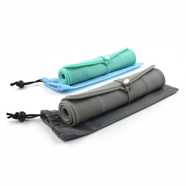 JMT-051146 Foldable Silicone Pet Bowl for Dogs and Cats - Mint Green & Gray, Dual Compartment Design, Easy to Clean, Portable & Travel Friendly