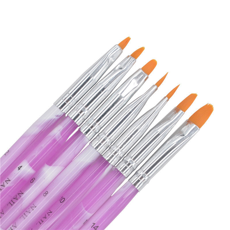 JMT-051274 Acrylic Flat Head Light Therapy Pen Set - 7-Piece Nail Art Tool for Creative Design