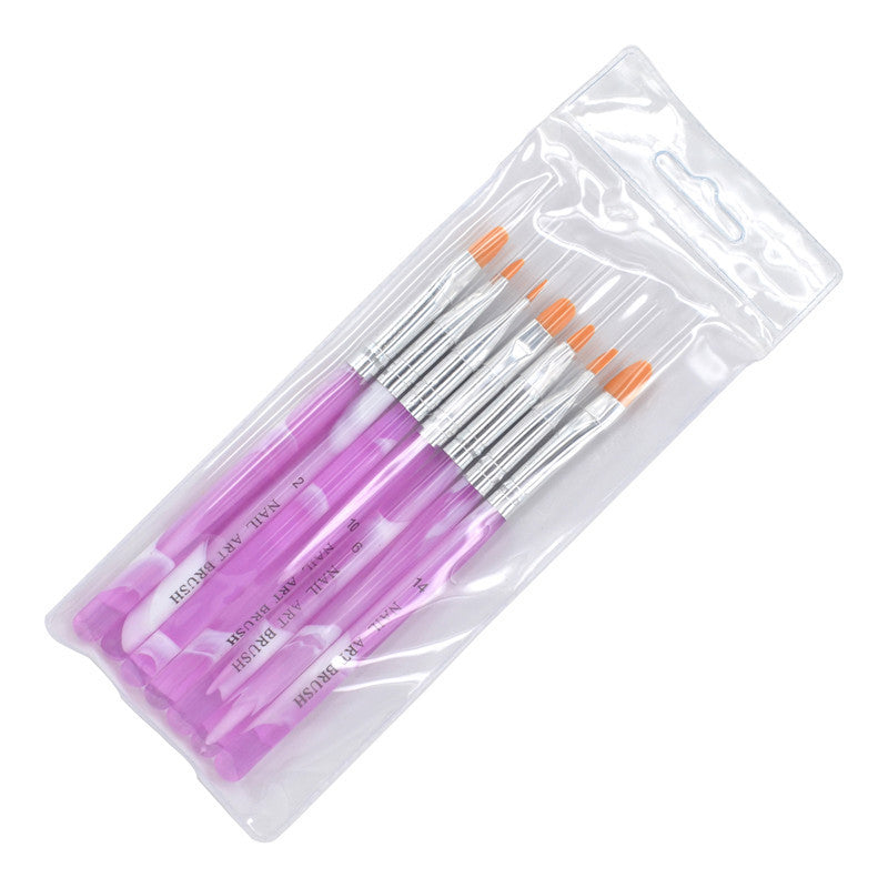 JMT-051274 Acrylic Flat Head Light Therapy Pen Set - 7-Piece Nail Art Tool for Creative Design