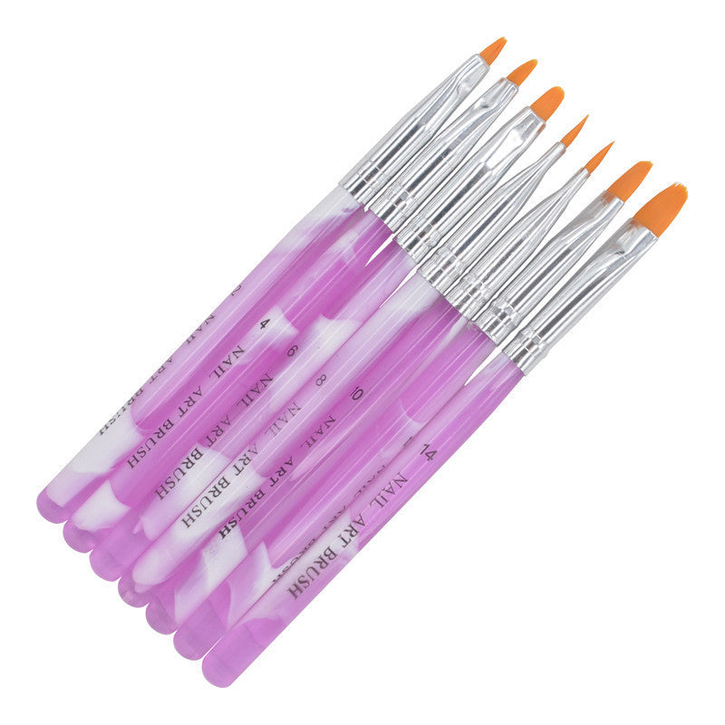 JMT-051274 Acrylic Flat Head Light Therapy Pen Set - 7-Piece Nail Art Tool for Creative Design