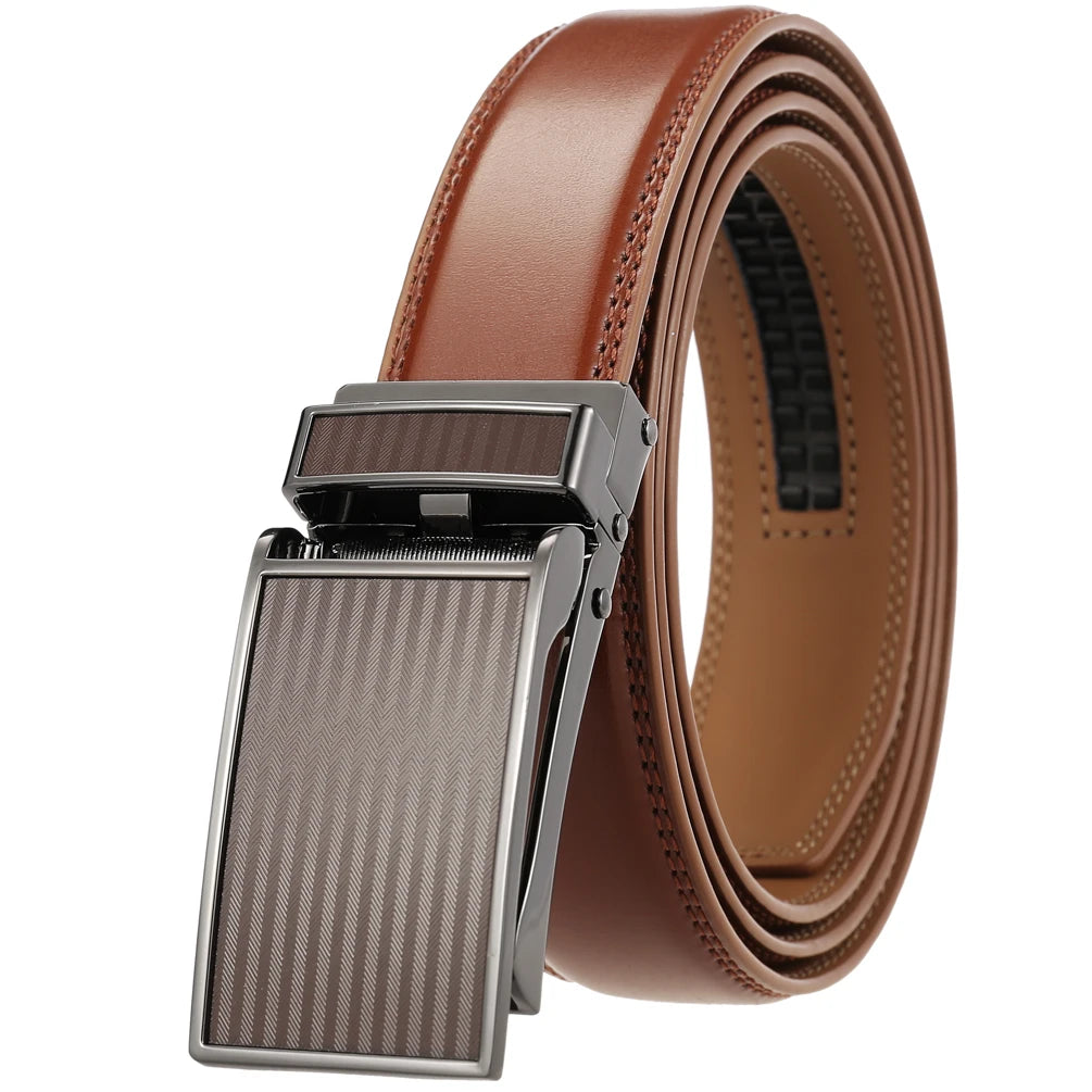 JMT-051722 Men's Custom Leather Automatic Buckle Belt with Alloy Closure - Model LY33-0222-1