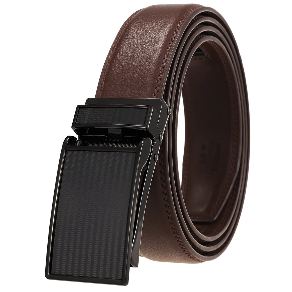 JMT-051722 Men's Custom Leather Automatic Buckle Belt with Alloy Closure - Model LY33-0222-1