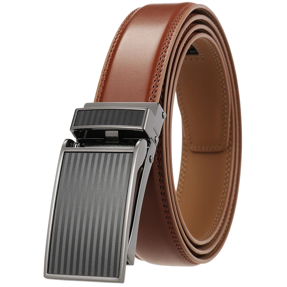 JMT-051722 Men's Custom Leather Automatic Buckle Belt with Alloy Closure - Model LY33-0222-1
