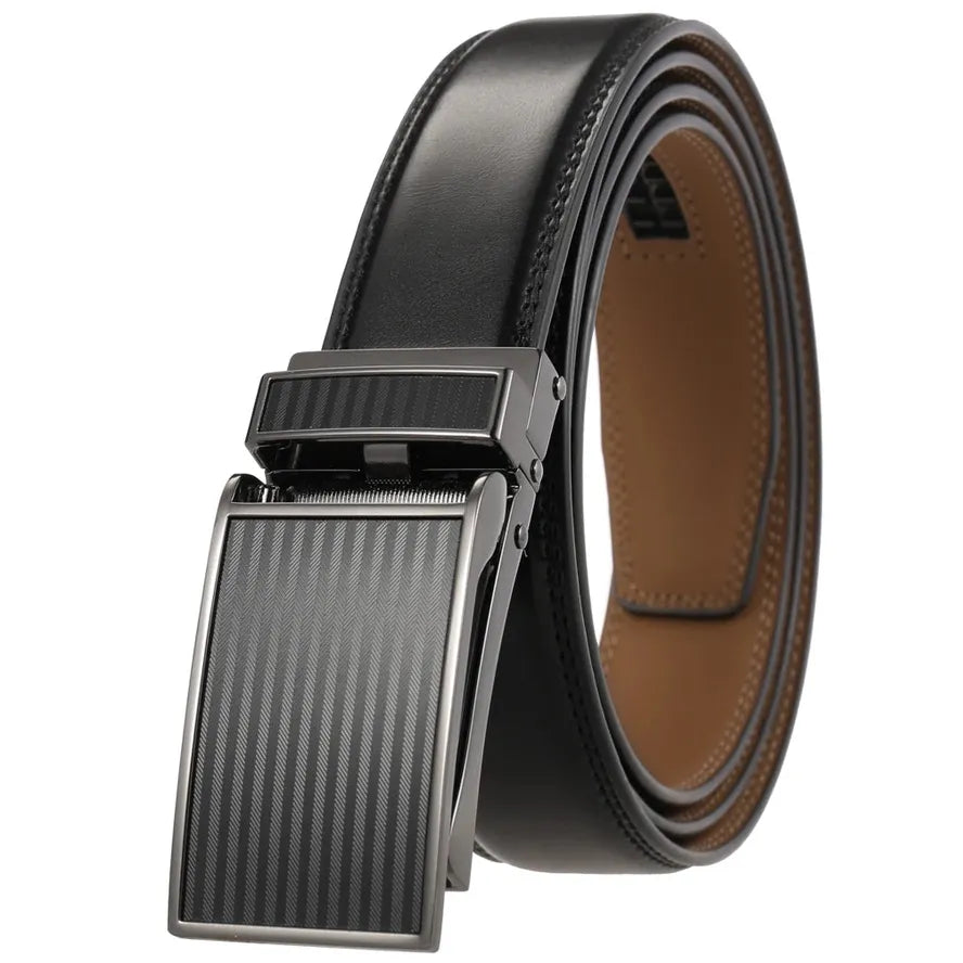 JMT-051722 Men's Custom Leather Automatic Buckle Belt with Alloy Closure - Model LY33-0222-1