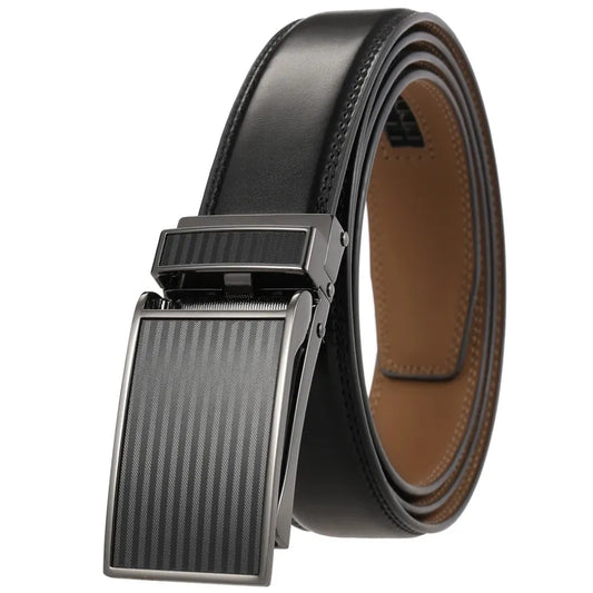 JMT-051722 Men's Custom Leather Automatic Buckle Belt with Alloy Closure - Model LY33-0222-1