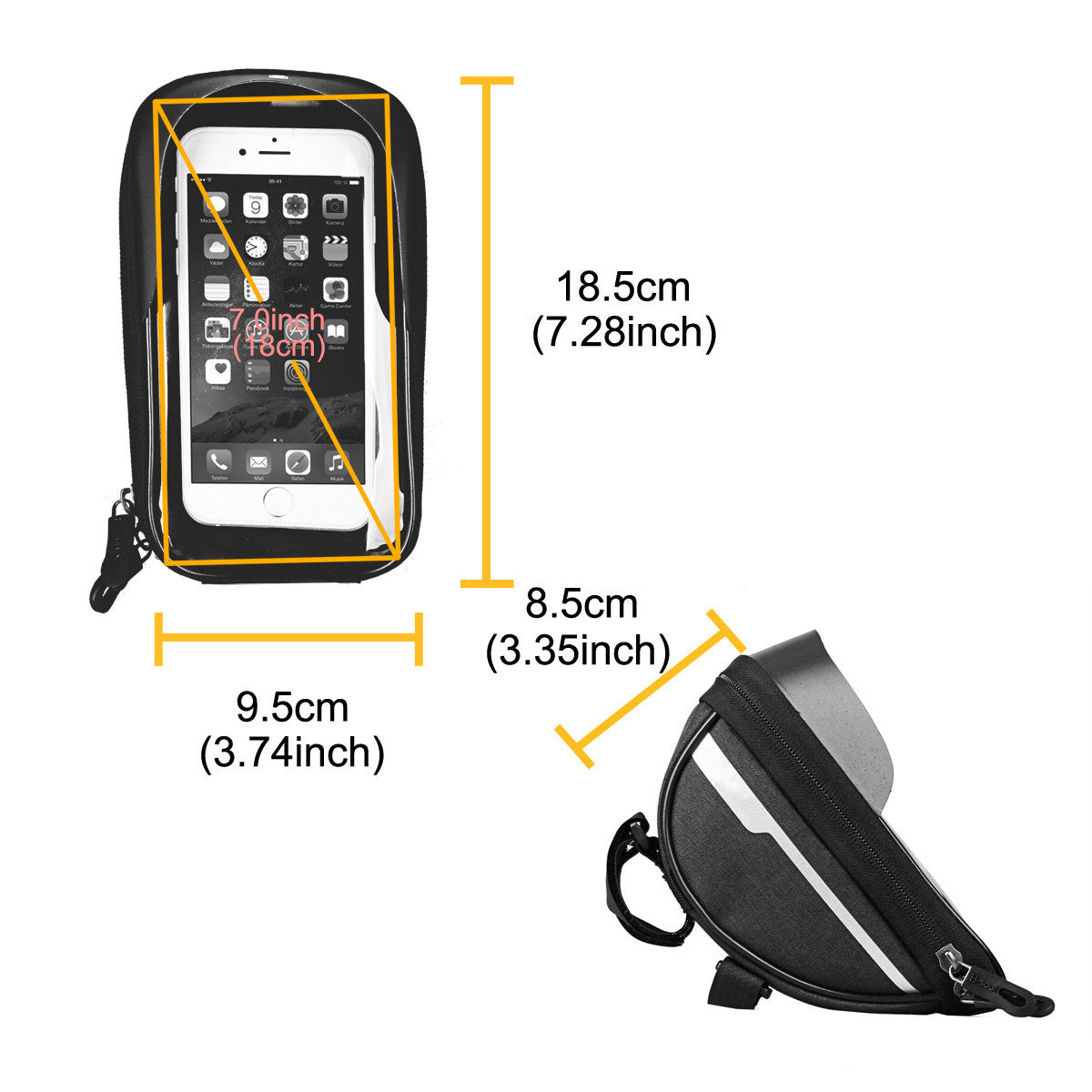 JMT-051978 Bicycle Phone Holder with 7-Inch Touch Screen for Most Smartphones - Lightweight and Secure Design in Multiple Colors
