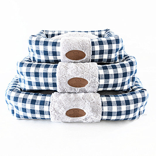 JMT-052426 Plaid Cat Nest, Cozy Pet Bed in Wine Red, Khaki or Light Grey, Available in Small, Medium, Large Sizes