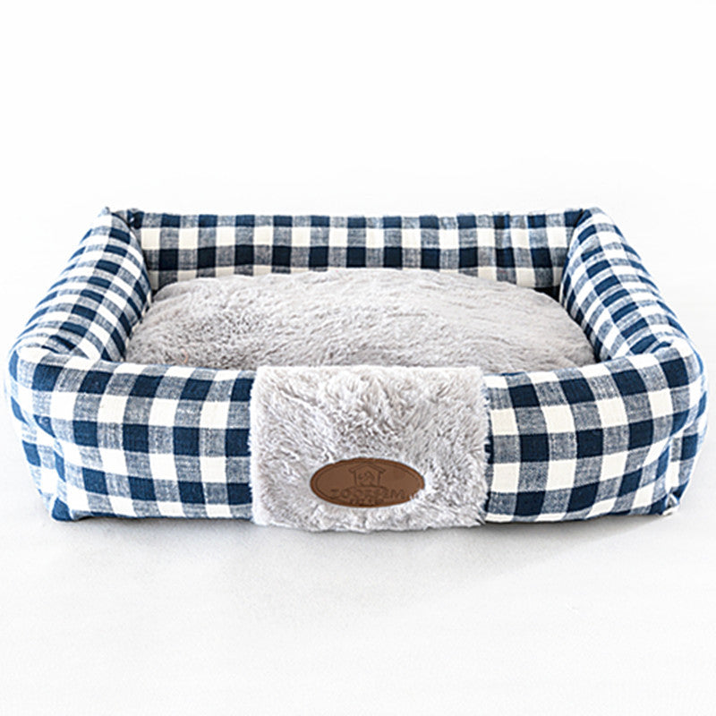 JMT-052426 Plaid Cat Nest, Cozy Pet Bed in Wine Red, Khaki or Light Grey, Available in Small, Medium, Large Sizes