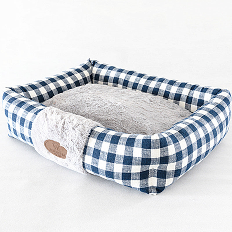 JMT-052426 Plaid Cat Nest, Cozy Pet Bed in Wine Red, Khaki or Light Grey, Available in Small, Medium, Large Sizes