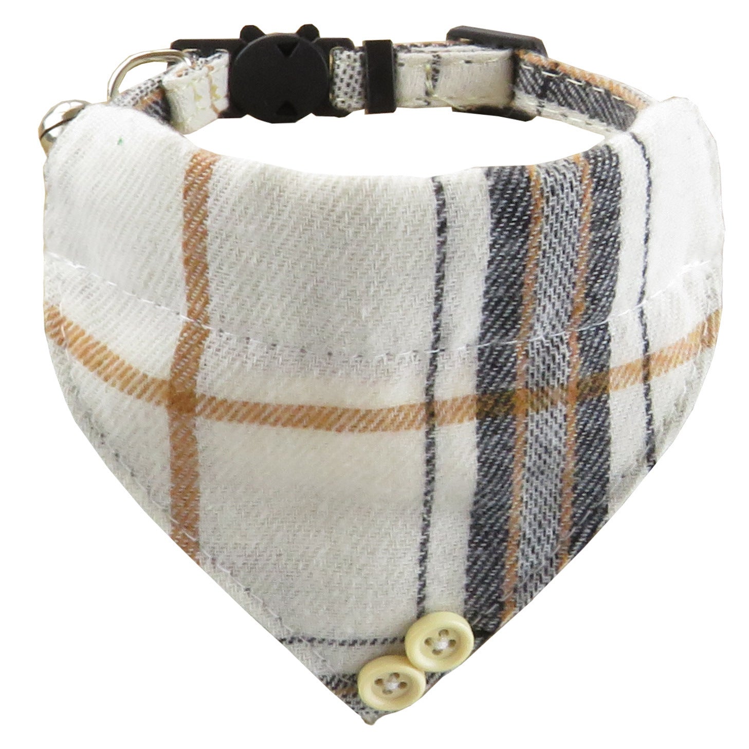 JMT-052938 Adjustable Plaid Cat Collar with Bow Tie and Bandana Scarf - Breakaway Design for Comfort and Safety