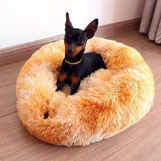 JMT-053578 Plush Round Self-Heating Pet Nest for Dogs and Cats - Cozy Donut Shape with Raised Edges for Comfort and Support