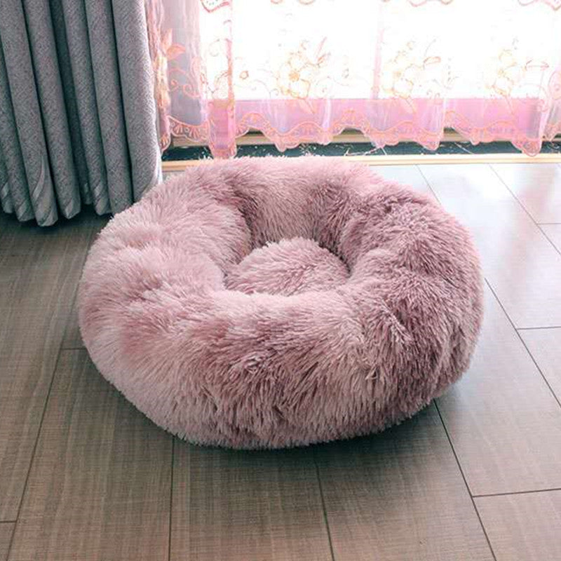 JMT-053578 Plush Round Self-Heating Pet Nest for Dogs and Cats - Cozy Donut Shape with Raised Edges for Comfort and Support