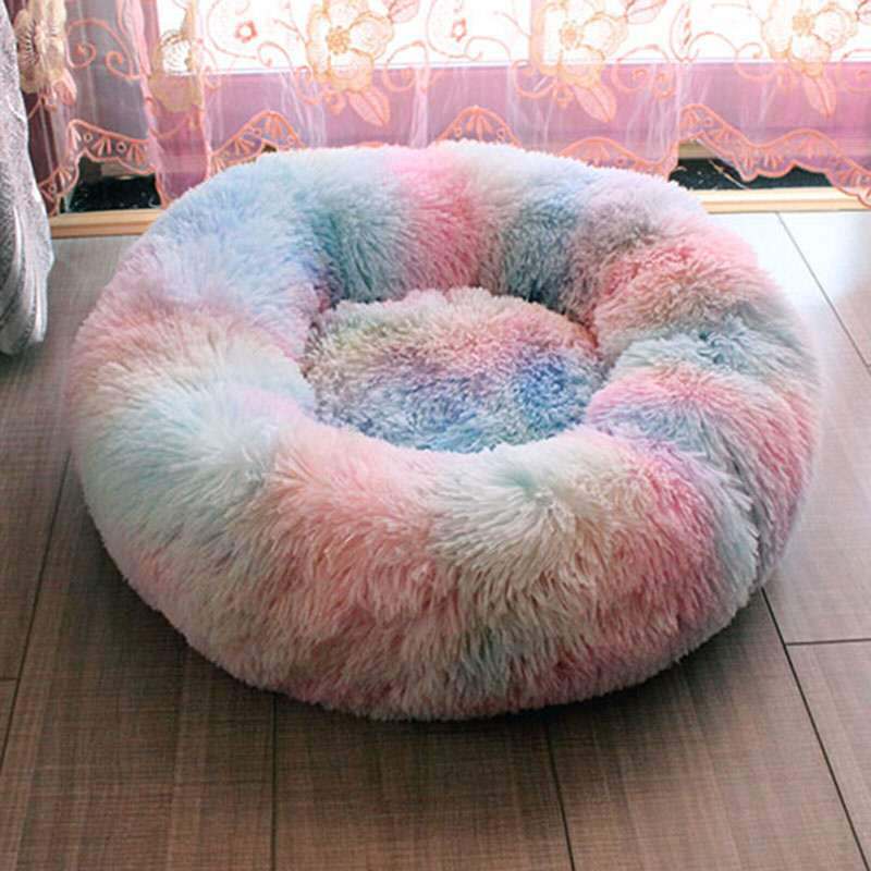 JMT-053578 Plush Round Self-Heating Pet Nest for Dogs and Cats - Cozy Donut Shape with Raised Edges for Comfort and Support