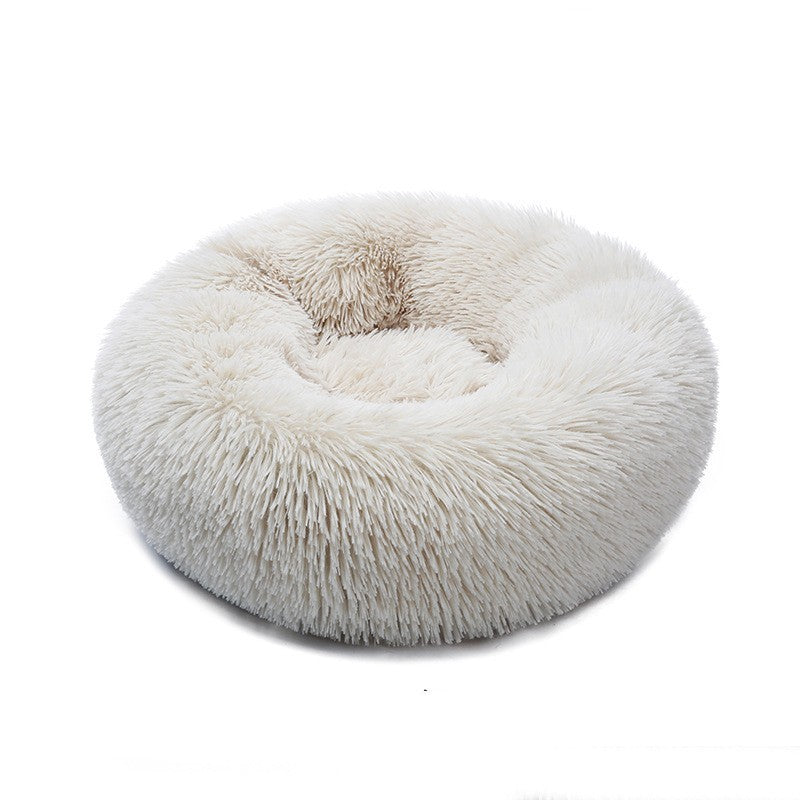 JMT-053578 Plush Round Self-Heating Pet Nest for Dogs and Cats - Cozy Donut Shape with Raised Edges for Comfort and Support
