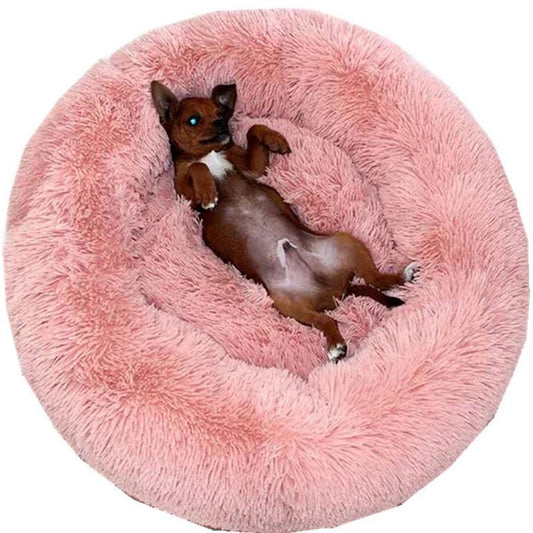 JMT-053578 Plush Round Self-Heating Pet Nest for Dogs and Cats - Cozy Donut Shape with Raised Edges for Comfort and Support