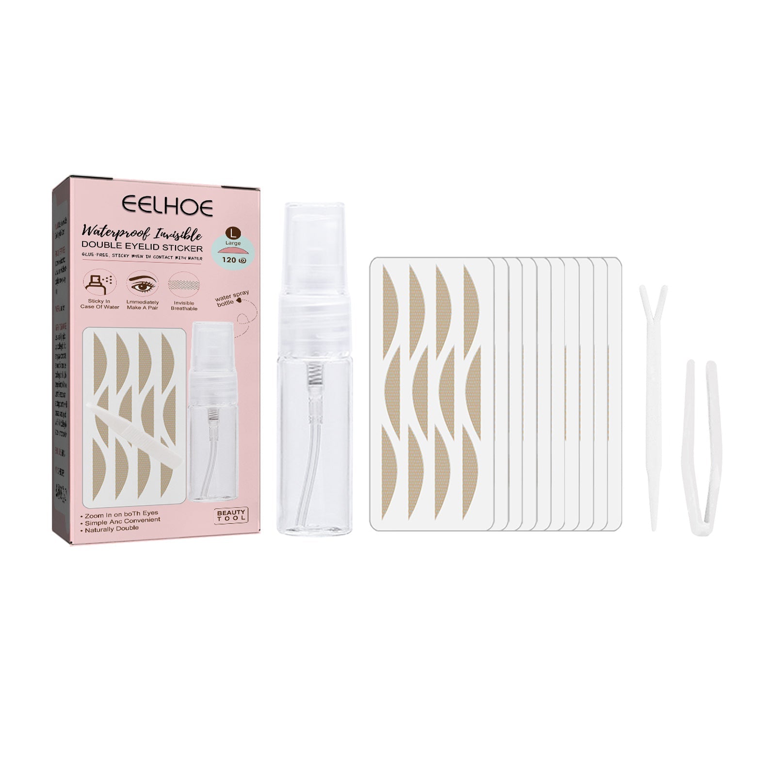 JMT-053706 Lace Double Eyelid Stickers - Natural, No Trace Waterproof Patch for Effortless Eye Enlargement