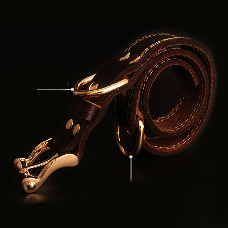 JMT-053770 Genuine Leather Dog Collars with Adjustable Engraved Nameplate for All Breeds