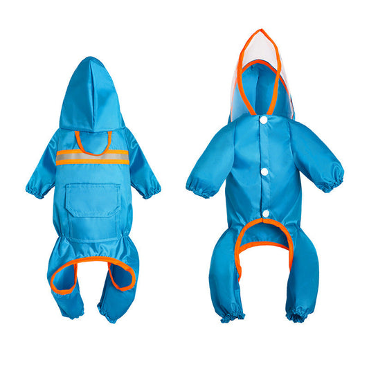 JMT-053898 Reflective Pet Raincoat – Casual Waterproof Jacket for Pets in Orange, Black, Red, and Blue, Sizes S to XXL