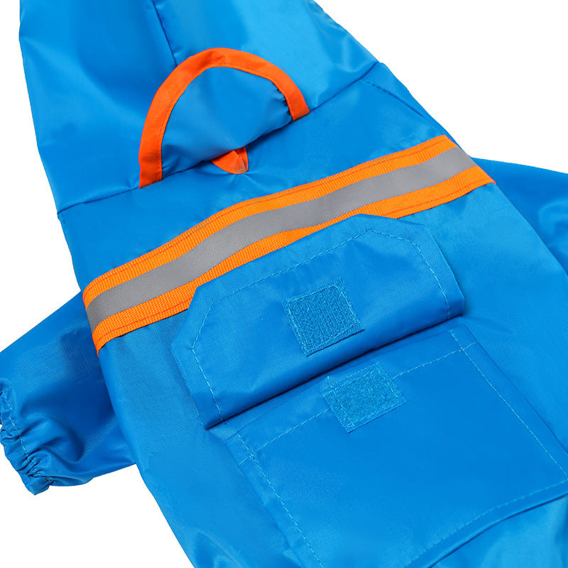 JMT-053898 Reflective Pet Raincoat – Casual Waterproof Jacket for Pets in Orange, Black, Red, and Blue, Sizes S to XXL