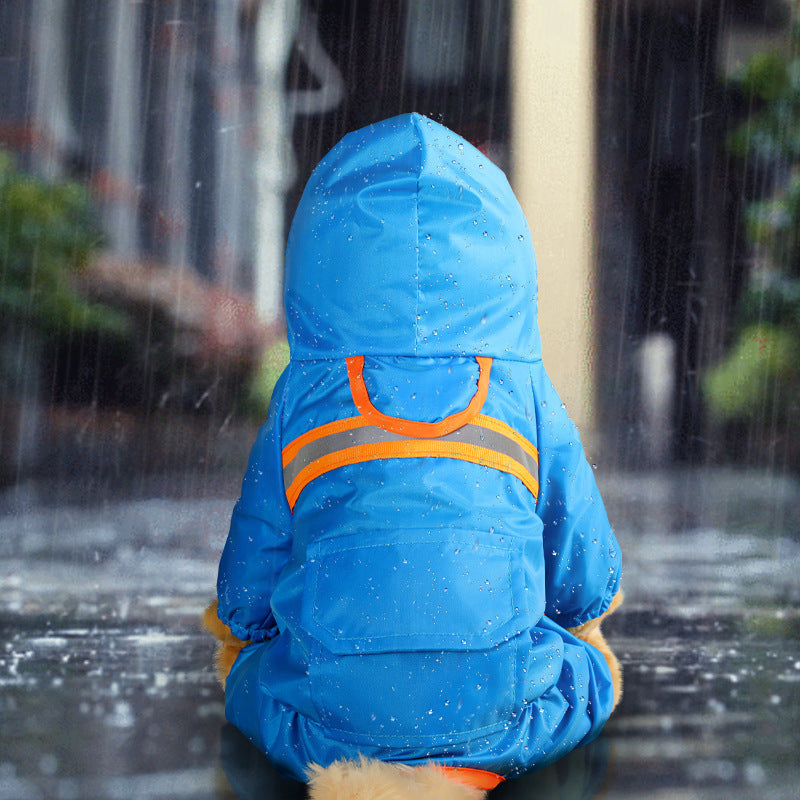JMT-053898 Reflective Pet Raincoat – Casual Waterproof Jacket for Pets in Orange, Black, Red, and Blue, Sizes S to XXL