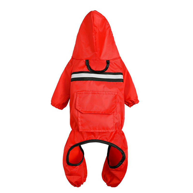 JMT-053898 Reflective Pet Raincoat – Casual Waterproof Jacket for Pets in Orange, Black, Red, and Blue, Sizes S to XXL