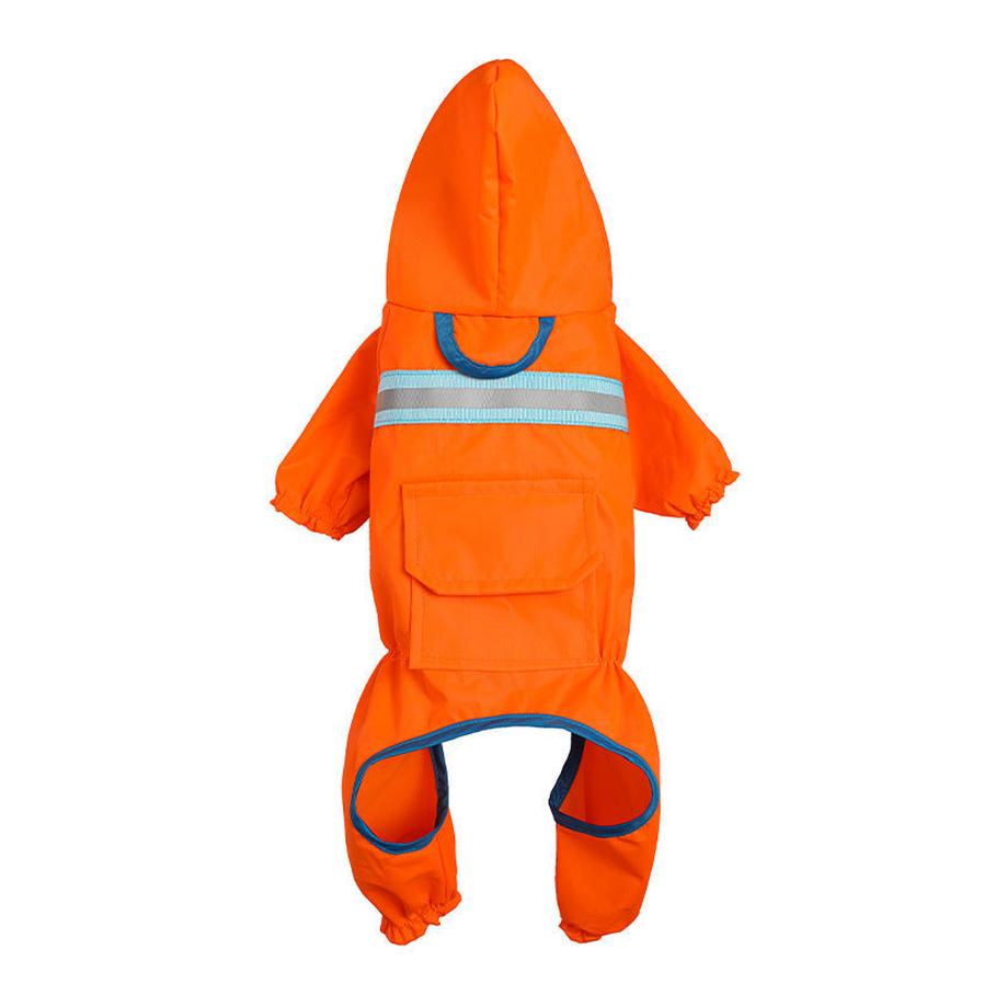 JMT-053898 Reflective Pet Raincoat – Casual Waterproof Jacket for Pets in Orange, Black, Red, and Blue, Sizes S to XXL