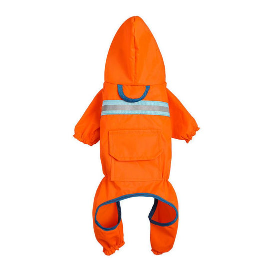 JMT-053898 Reflective Pet Raincoat – Casual Waterproof Jacket for Pets in Orange, Black, Red, and Blue, Sizes S to XXL