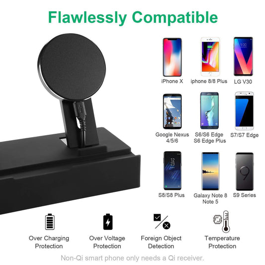 JMT-053962 8-in-1 Wireless Charging Station with 5 USB Ports and Fireproof Material