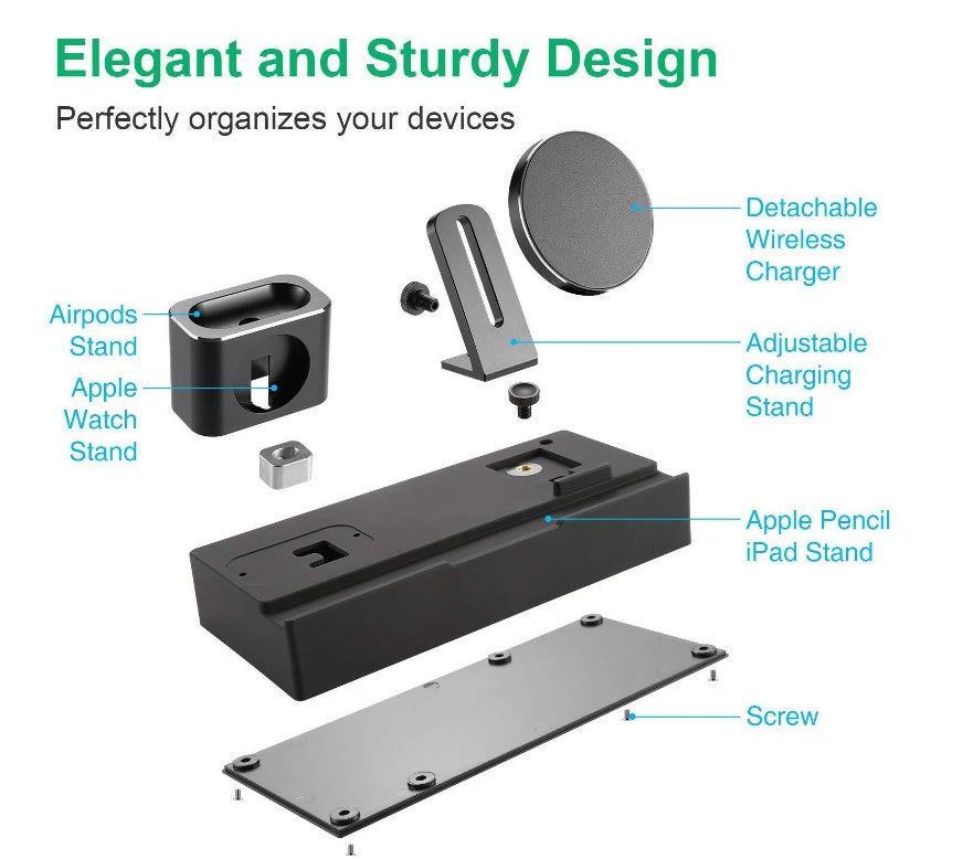 JMT-053962 8-in-1 Wireless Charging Station with 5 USB Ports and Fireproof Material