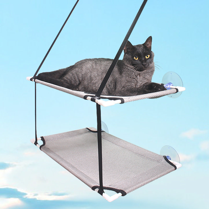 JMT-054282 Suction Cup Dual-Layer Cat Hammock for Comfortable Pet Relaxation